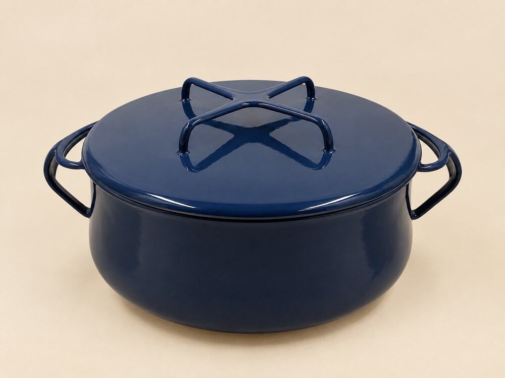 Vtg MCM DANSK Kobenstyle Enamel Navy Blue Pot
